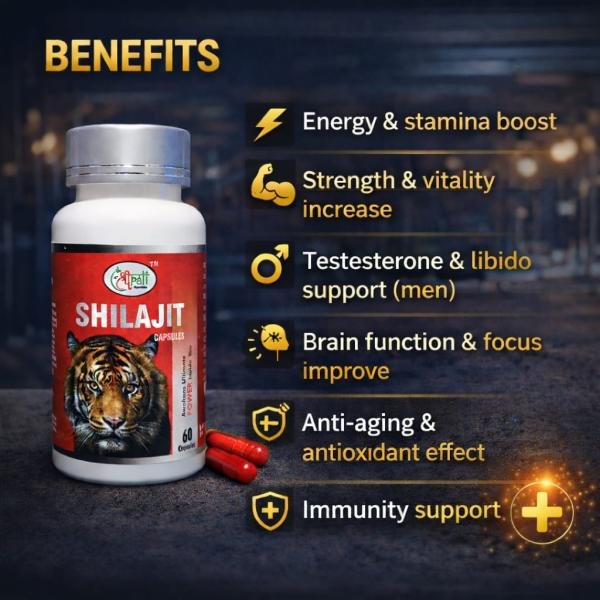 Shilajit Capsules – Natural Energy & Vitality Support (60 Capsules)